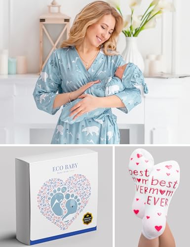 Image of Mommy and Me Robe and Swaddle Set | Maternity Robe Matching Baby Girl, Boy