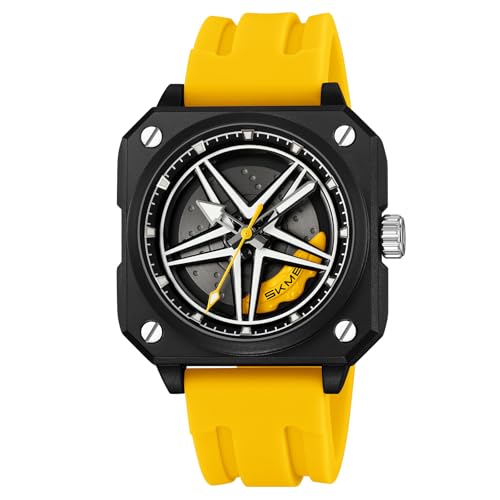 Image of SKMEI Silicone Men's Analog Quartz Sports Watch Waterproof & Trendy Wheels Rolling Design 2362