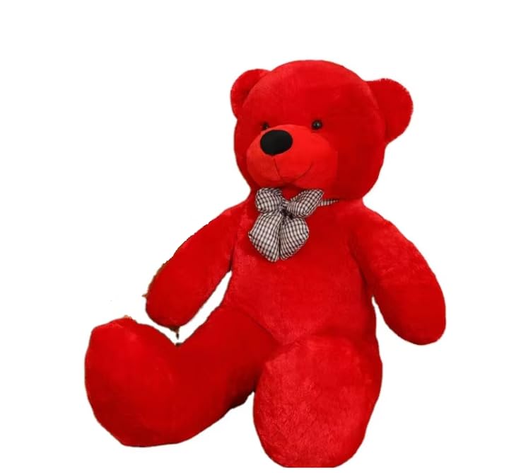 Image of 3 feet Big Teddy Bear Soft Toy for Baby Girl Pink Soft Plush Toys for Kids Cuddly Stuffed Animal Plushie Ideal Gift for Toddlers, Babies Girls Washable Material 90 cm Red