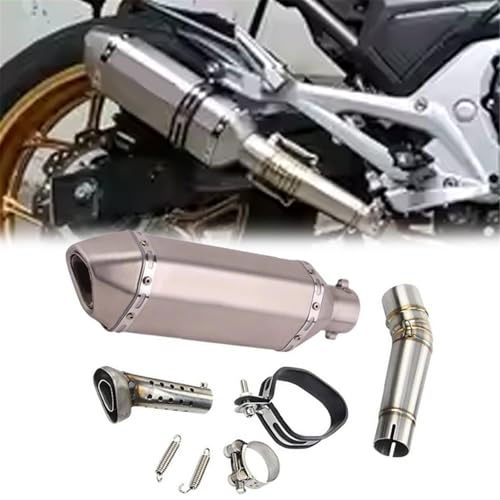 排気部 オートバイアクセサリー排気管スリップオンマフラーサイレンサー排気ステンレススチールマフラーミドルリンクパイプ に適合するホンダ NC750 NC750X(Chrome)