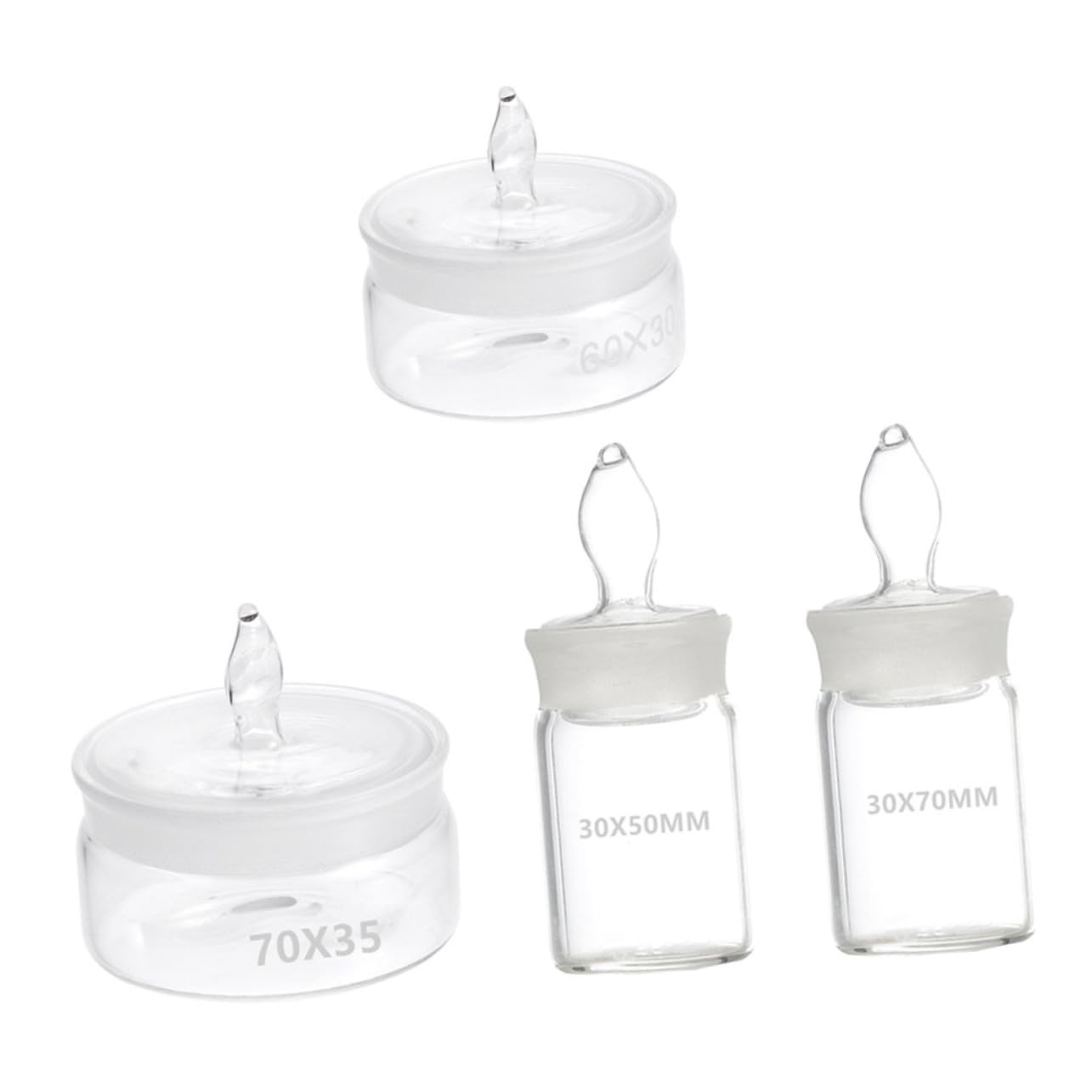 KICHOUSE 4pcs Weighing Bottle Laboratory Equipment Chemical Reagent Bottle Specific Gravity Bottle Scientific Reagent Bottle Wide Mouth Reagent Bottles Laboratory Supplies Transparent Glass