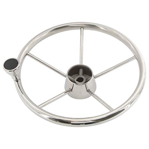 Novelbee 5 Spoke Dia.11" Stainless Steel Boat Steering Wheel With Control Knob And Cap #TOP2