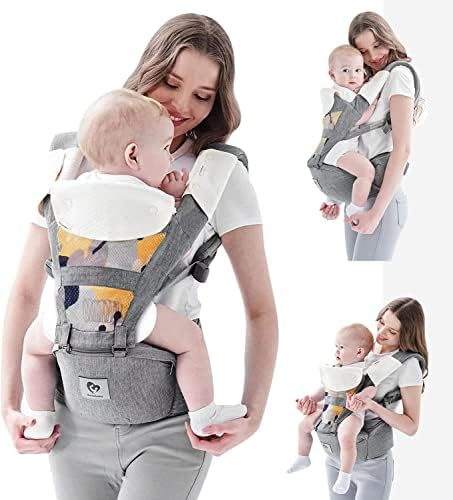 Baby Carrier, Bellababy Multifunction Baby Carrier Hip Seat (Ergonomic M Position) for 3-36 Month Baby, 6-in-1 Ways to Carry, All Seasons, Adjustable Size, Perfect for Shopping Travelling