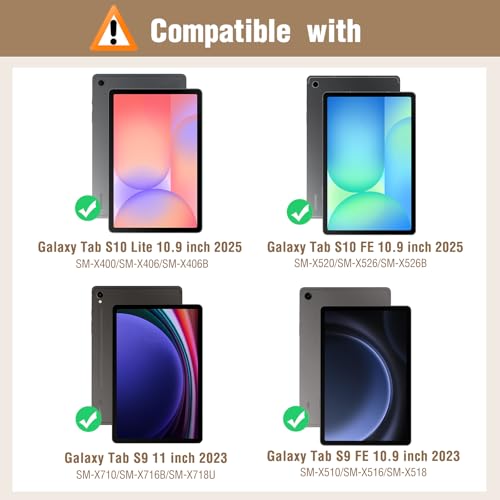 Image of MoKo Case for Samsug Galaxy Tab S10 Lite / S10 FE / S9 FE / S9 10.9 /11 Inch | Built-in S Pen Holder Case for Samsung Tablet (2025 /2023), PU Leather, Hand Strap & Front Pocket, Black & Brown