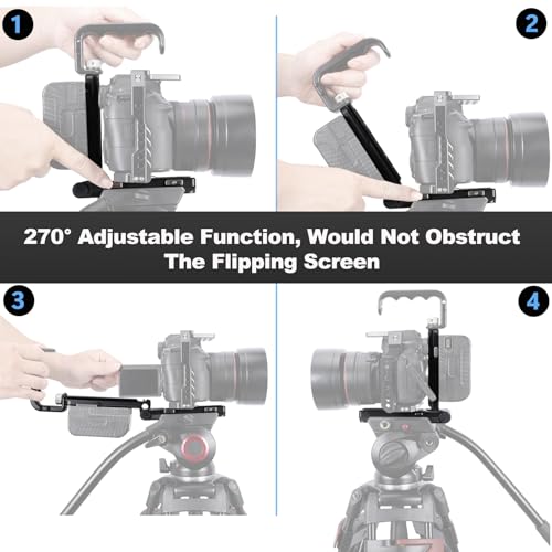 Image of NICEYRIG Foldable V Mount Battery Plate with V-Lock Base, Quick Release Plate Dovetails for Manfrotto Standard & ARCA-Swiss, Heavy Duty L-Type Bracket for DSLR Camera - 598