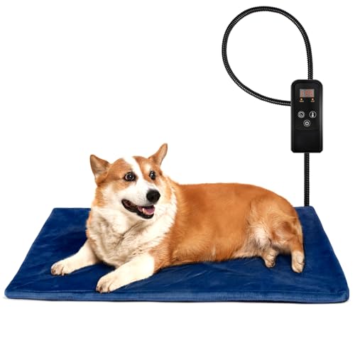 Niubya Pet Heating Pad for Dogs and Cats, Adjustable Temperature and Waterproof Pet Heated Mat with Timer, Electric Heating Pet Bed with Chew Resistant Cord and Soft Washable Cover -  NBY-PadHT-75NAY