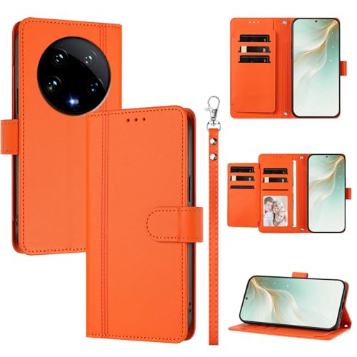 �X�}�z�P�[�X �Ή��@�� for Xiaomi 14 Ultra �X�}�z�P�[�X�y�E�H���b�g�f�U�C�� �f���A���J�[�h�X���b�g �L���b�V�� �t���b�v���X�^���h �����h�~�zOrange