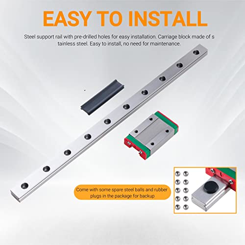 CNCYEAH MGN12H 250 mm Miniatur Lineare Schienenführung mit MGN12H Gleitblöcke Linearlager, linearem Führungsblock für automatische Geräte, Präzisionsmessgeräte