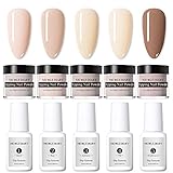 NICOLE DIARY Tauchpulver Nagel Starter Kit French Dip Acrylnägel Pulver System Flüssigkeit KEIN UV/LED Nude Colors Dip Acryl Nagel Glitter Pulver System Set für Weihnachtsgeschenke
