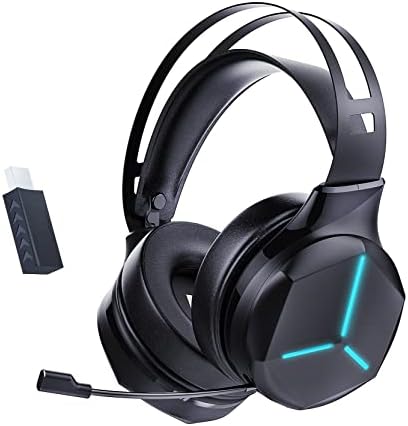 HONCAM Wireless Gaming Headset with Microphone, 2.4G/Bluetooth/3.5mm 3 in 1 Stereo Gaming Headsets, Headphones Wireless Bluetooth,Suitable for PC PS4 Playstation 5, Smart Phone Laptop-Black
