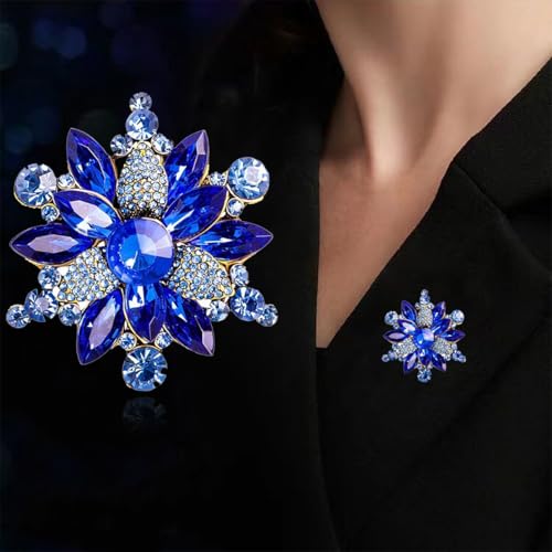 Image of Rhinestone Flower Brooch Pin for Women Red Black Purple Flower Broochs Pin Hat Christmas Brooch Jewelry