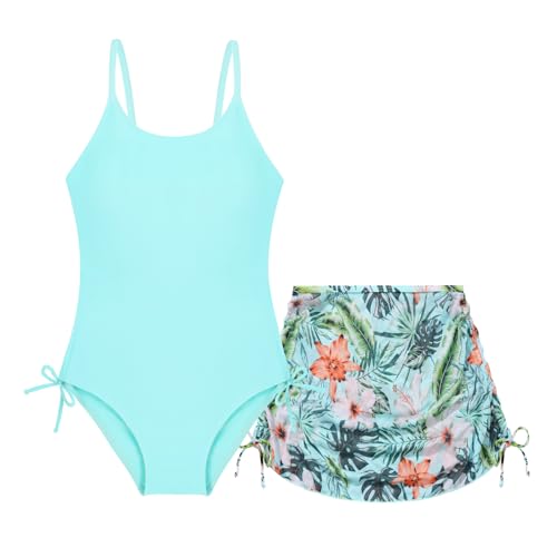 Image of Weixinbuy Girl's One Piece Swimsuits with Mesh Skirt Bathing Suits Swimwear with Cover Up for Girls 9-16 Years
