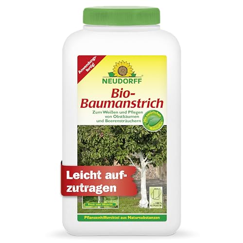 Neudorff Bio-Baumanstrich – Anwendungsfertiger Kalkanstrich zum natürlichen Weißen und Pflegen von Obstbäumen und Beerensträuchern, 2 Liter