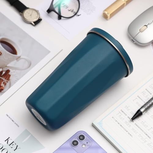 Image of YELONA 600 ml Vacuum Insulated Tumbler with Retractable Straw | Stainless Steel Portable Mug for Hot & Cold Beverages | Leak-Proof, Twist-Off Lid Flask for Coffee, Tea, Juices & More - Opal Green