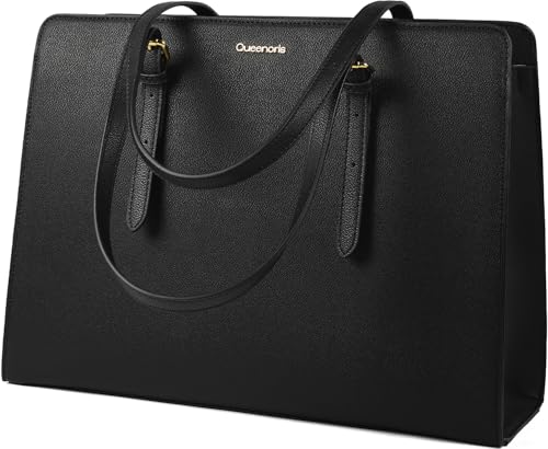 Queenoris PVC Laptop Bag for Women 15.6 Inch Computer Bags Work Bag Business Teacher Office Tote bag Travel Briefcase