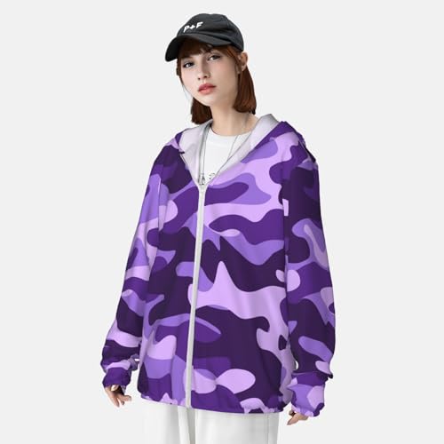 Purple Camouflage Pattern Sun Protection Hoodie Jacket Fashion Summer Sunscreen Clothing For Women Men4
