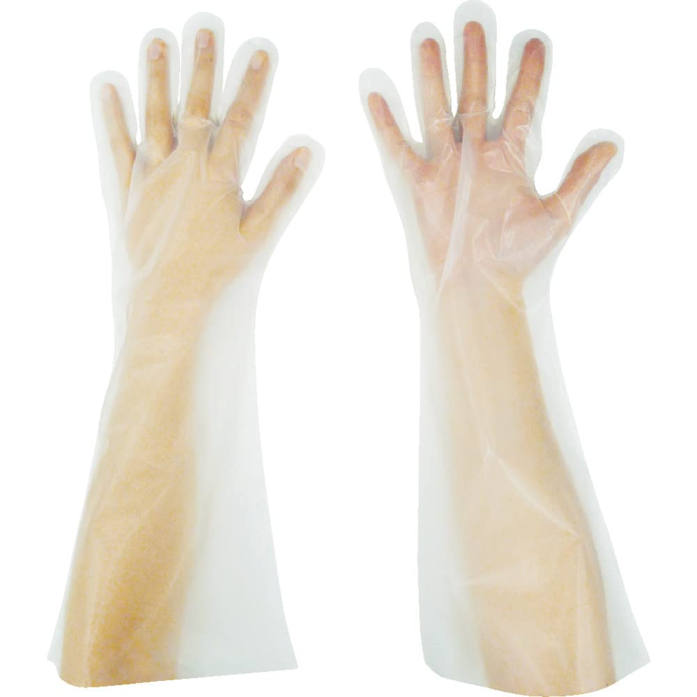 エンボス手袋ロング 5本絞り　ナチュラル　L ５０枚入✖️10袋✖️4ケース エンボス手袋ロング五本絞り | 東京パック株式会社 使い捨て