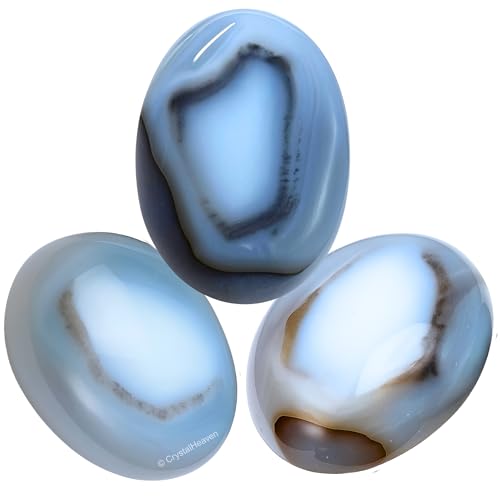 Image of Crystal Heaven Certified Dendrite Agate Crystal Palm Pebbles Stones For Anxiety Stress Relief Massage-Aaa Grade Original Healing Gemstone Agate Palm Stone For Yoga Meditation Spiritual Reiki Feng Shui