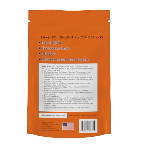 Ballistic Gel Powder 2 lbs – Calibrated Gelatin Mix for Blocks, Targets and Dummys for Shooting - For Health Science, Education and Projectile Analysis – By Fit Lane Nutrition