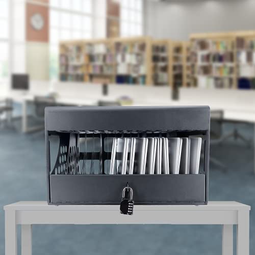 16-Device Charging Station For Chromebooks - Locking Charging Cabinet With Cable Management, Charger Storage, And Lock Included - Fits 14'' Screensize And 1.2'' Thick Tablets (Black) #TOP6