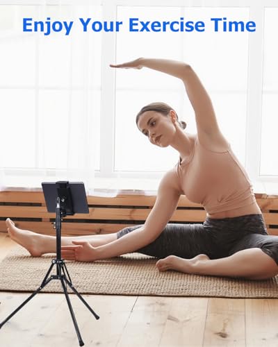 Tablet Stativ Halterung mit 360°Drehung, Stativ Halter Höhenverstellbar bis 165cm, für iPad Pro Air Mini, iPad Pro 9.7, 10.5,12.9, iPhone, alle 4,7-13 Zoll Tablets und Smartphones