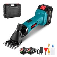 ONEVAN Schafschermaschine Akku, 6-Gang Schermaschine Schafe mit 2 4000mAh Akkus, Elektrische Schafschere Kabellosen Sheep Shears für Schafen, Ziegen, Alpakas