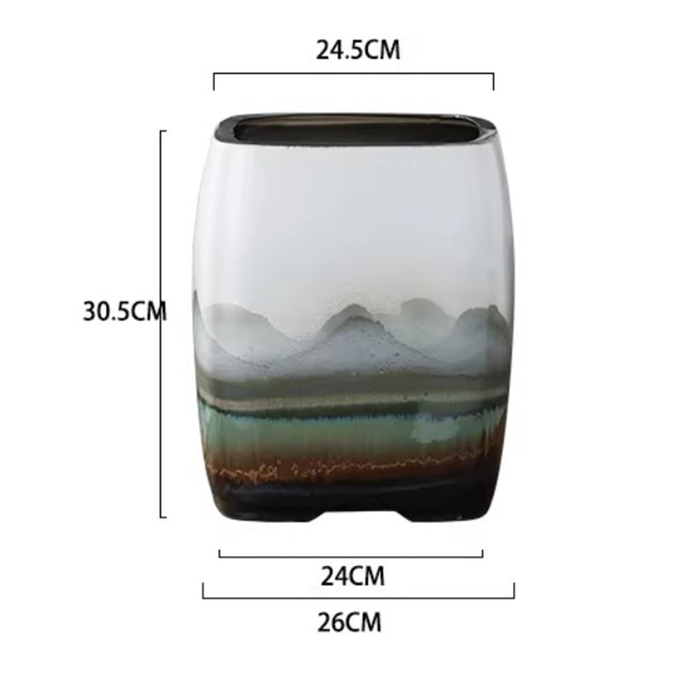 Komputery stacjonarne Chińska ceramiczna doniczka, kwadratowa dekoracja salonu Jingdezhen w stylu retro, bonsai do użytku domowego