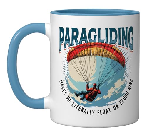 Taza de cerámica temática de parapente azul y blanco miniatura 1