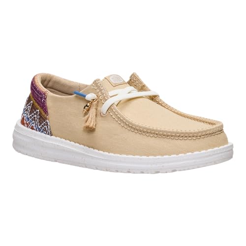 HEYDUDE Women’s Wendy Funk Beach Woven Slip On Shoe, Irish Cream/Multi Size 10 | Lightweight Slip On Style with Elastic Laces and Tassel Detail - image 8