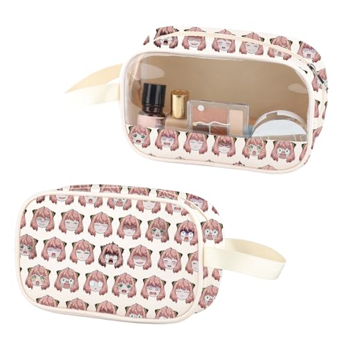 ZJXHPO Japanese Manga Clear Makeup Bag Anime Lover Gift Cartoon Lover PU Leather Cosmetic Bag Anime Manga PVC Zipper Pouch (AY PU)
