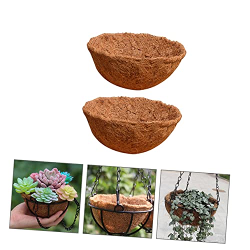 Yardwe 1 Set 2Pcs Coconut Palm Flower Pot Hanging Planter Box Naturales Hanging Flower Basket Fiber Basket Liner Replacement Liners Plant Basket Liner Plant Hanging Basket Liner #TOP1