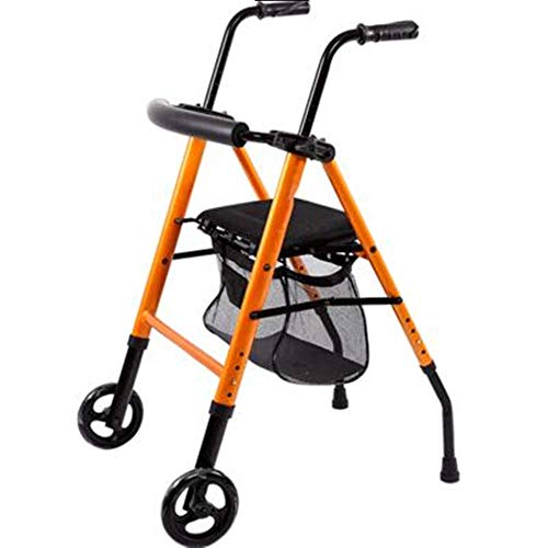 Rollator 2 roues avec siège et dossier amovible amovible pour senior orange