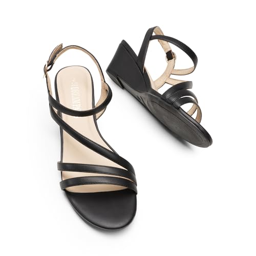 Image of DREAM PAIRS Strappy Wrapped Dressy Wedge Sandals, Comfortable Ankle Strap Open Toe Evening Dress Wedding Dance Summer Shoes