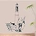Stickers muraux amovibles en vinyle Motif paysage nautique phare 42 x 60 cm