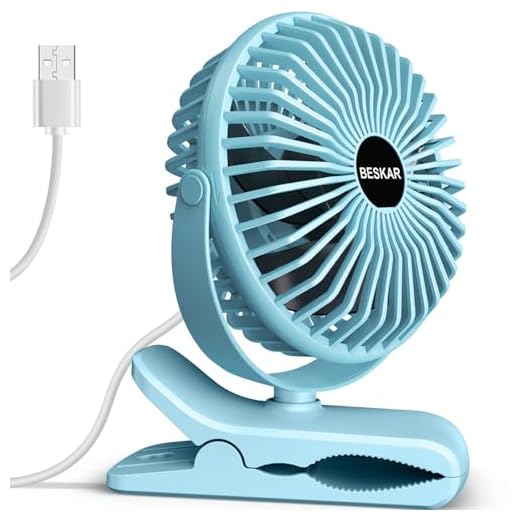 BESKAR 10000mAh Rechargeable Battery Operated Small Clip Fan with 36 Hours(MAX) Sturdy Clamp 3 Speeds Fast Air Circulating Desk Fan for Outdoor Indoor Beach Golf Cart Treadmill