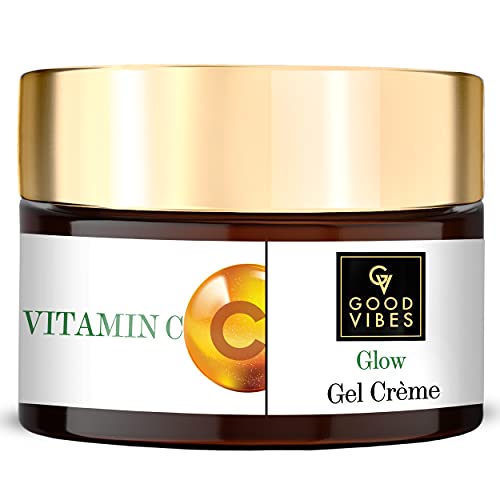 Good Vibes Vitamin C Glow Gel Creme | Skin Brightening Hydrating Moisturizing Face Cream For All Skin Types | Rich In Anti-oxidants & Helps Clear Dark Spots | No Parabens & Sulphates (50 g/1.76 Oz)