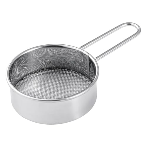 MeevrgR Setaccio per farina in acciaio inox per setacciare polvere ultra fine, colino rotondo portatile per polvere di zucchero, con maglia fine, strumento da cucina per farina, cacao, spezie, 11,5 cm