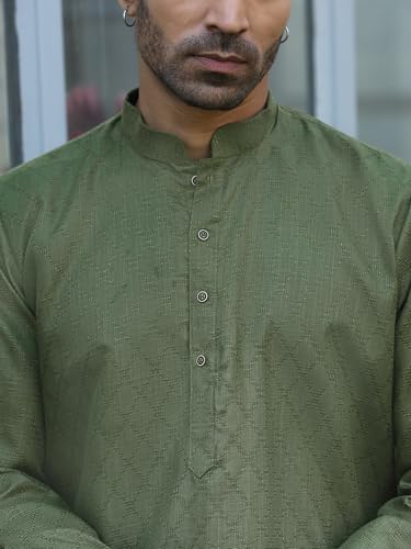 Image of KRAFT INDIA Men's Cotton Kurta Pyjama Set | Woven Design Traditional Ethnic Wear | Festive, Wedding & Casual Outfit | Comfortable & Breathable Fabric