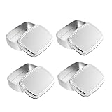 WRITWAA 4Stücke Aluminium Seifenboxen Leere DIY Kerzenbehälter Dosen für Cremes und Quadratisches Design für Reisen und Camping