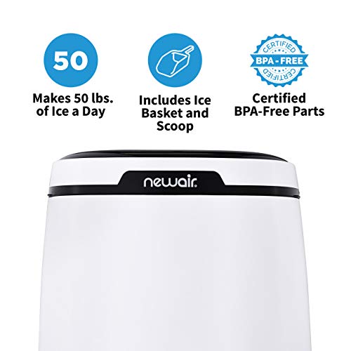 Newair Portable Countertop Ice Maker - 50 Lb. Daily - First Batch In Under 10 Minutes - Countertop Modern Design - Bullet Shaped Ice Black & White - Ai-250W #TOP6