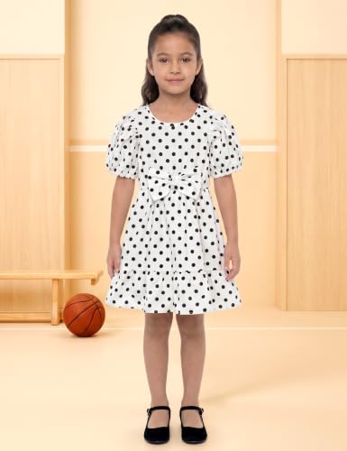 Image of Amazon Brand - Symbol Girls Bow Detail Pure Cotton Knee Length Casual Dress