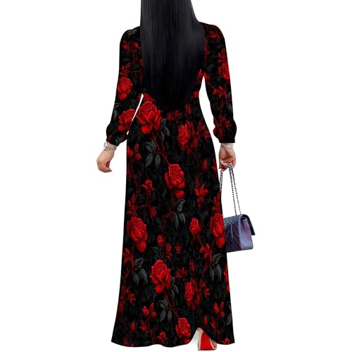 Image of PinkPatty Women's Long Sleeve Maxi Dress Plus Size Trendy Wedding Guest Dress with Pockets&Belt