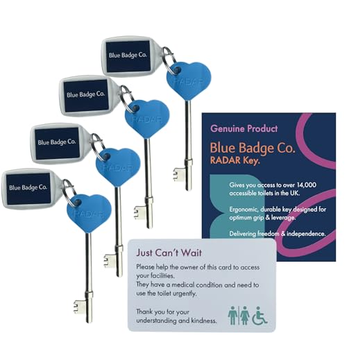 Radar Blue Badge Co NKS Radarschlüssel für Behindertentoiletten, zugängliche Loos in Großbritannien, leicht zu drehender Zugangsschlüssel, ideal für Behinderten-WCs, 4 Stück