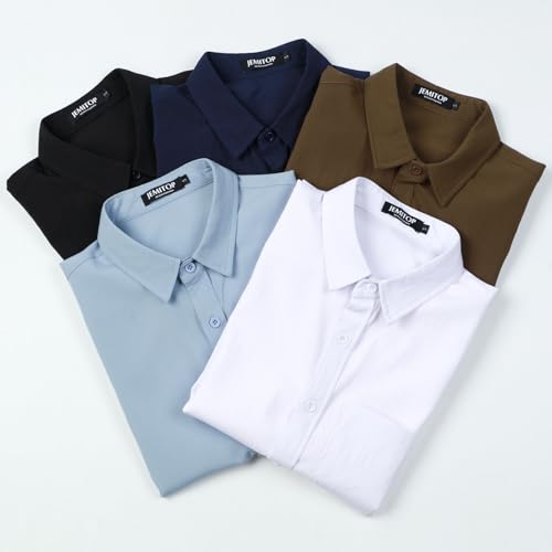 Jemitop JTZDZ31-NAVYBLUE-L Men'S Stretch Wrinkle Free Short Sleeve Texture Shirts Summer Casual Stylish Lightweight Button Down Beach Vacation Shirt Navy Blue L thumb #5