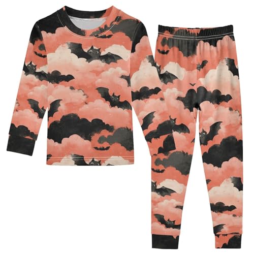 Pajama Sets Long Sleeve Bats Flying Among Clouds Soft Comfy Sleepwear 2 Piece PJS 3-8T