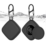 [2 Pack] for Tile Mate Case 2022 with Waterproof Cover, Soft Silicone Case for Tile Tracker, Full Body Protective Cover for Tile Mate Holder, Hidden Tile Key Finder with Carabiner (Black+Black)