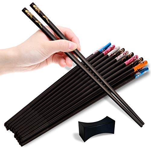Colletrum 10 Pairs Fiberglass Chopsticks-Dishwasher Safe, Heat Resistant & Non-slip Japanese Chopsticks-Highly Durable & Reusable Chopsticks - Korean Chop Sticks Multipack -Used as Cooking Chopsticks