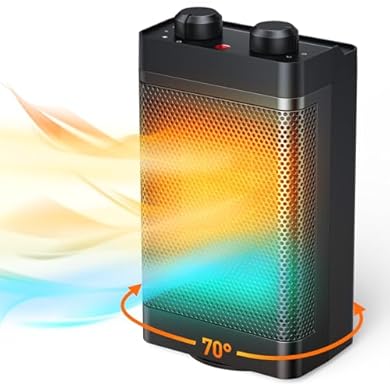 Foto di Stufetta Elettrica Basso Consumo,1500w 3 Modalità Di Riscaldamento Stufa Elettrica In Ceramica,70° Oscillante,Protezione Contro Il Surriscaldamento E L'Inclinazione,Riscaldatore Ambiente Silenzioso