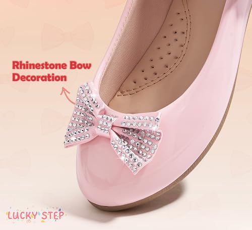 LUCKY STEP Girls Dress Flats Casual Mary Jane Ballet Shoes Bow Rhinestones Wedding Party Shoe for Little Kids2