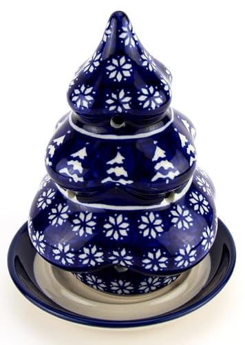 Polish Pottery Market Christmas Tree Luminary Handcrafted by Zaklady Boleslawiec Poland